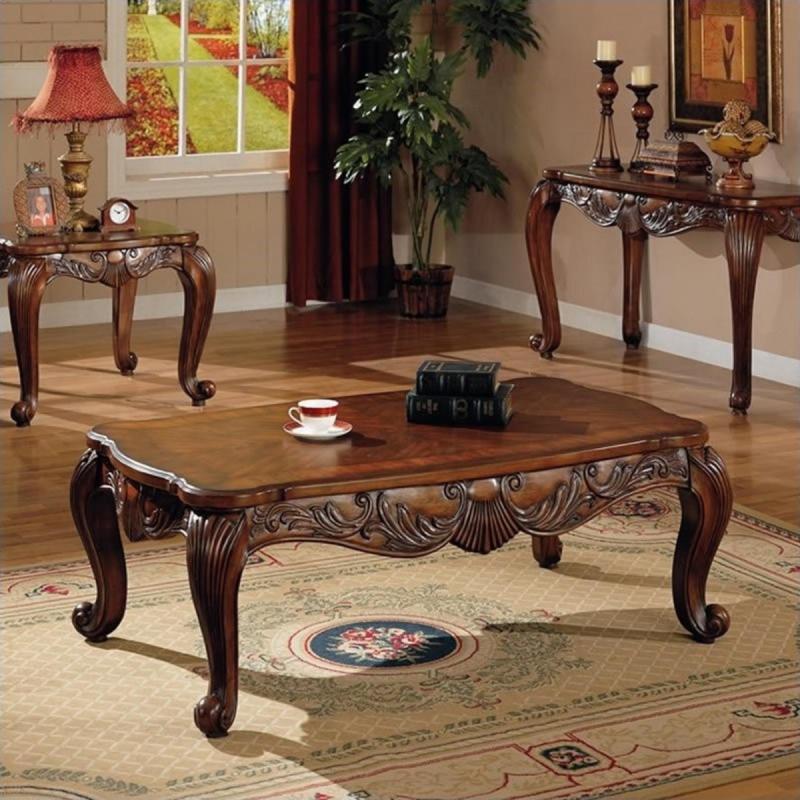 Coaster Venice Traditional Rectangular Cocktail Table in Deep Brown Finish