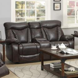 Coaster Zimmerman Faux Leather Power Reclining Loveseat in Brown