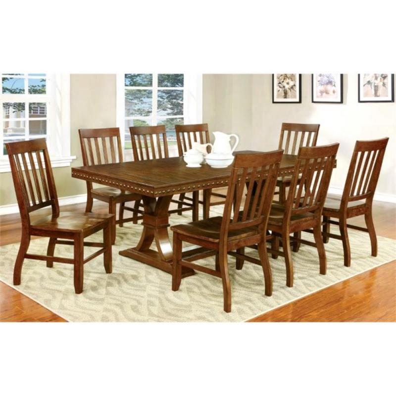Furniture of America Duran 9 Piece Dining Set in Natural Wood