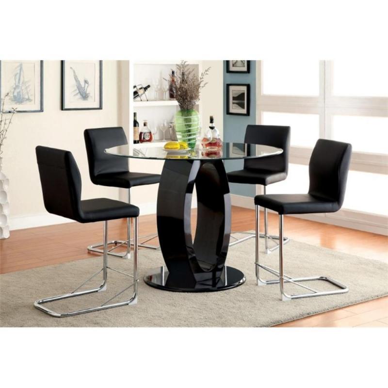 Furniture of America Hugo 5 Piece Round Counter Height Dining Set