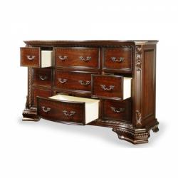 Furniture of America Cheston 9 Drawer Dresser and Mirror Set in Walnut