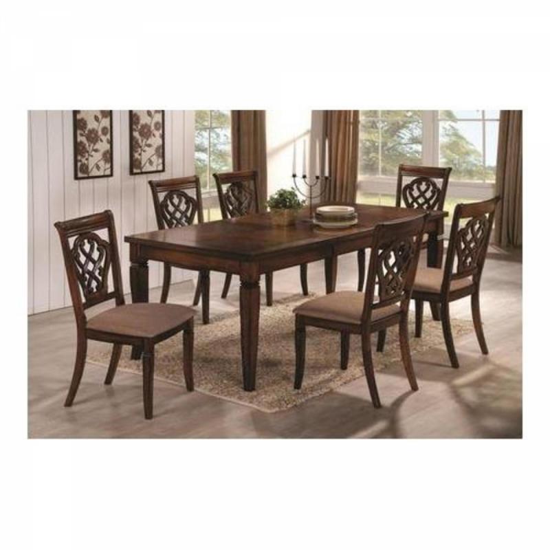 Coaster Hayden 7 PC Dining Room Set with Table + 6 Side Chairs in Walnut Finish