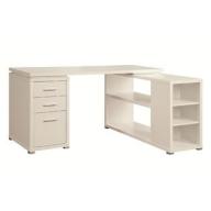 Coaster Yvette 60 LShape Desk with 2 Drawers File Cabinet Reversible SetUp Euro Glides and Silver Metal Hardware in White