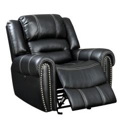 Furniture of America Stinson Faux Leather Power Recliner in Black