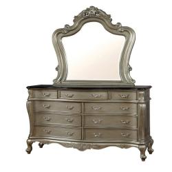 Furniture of America Calandra Dresser and Mirror Set in Gold