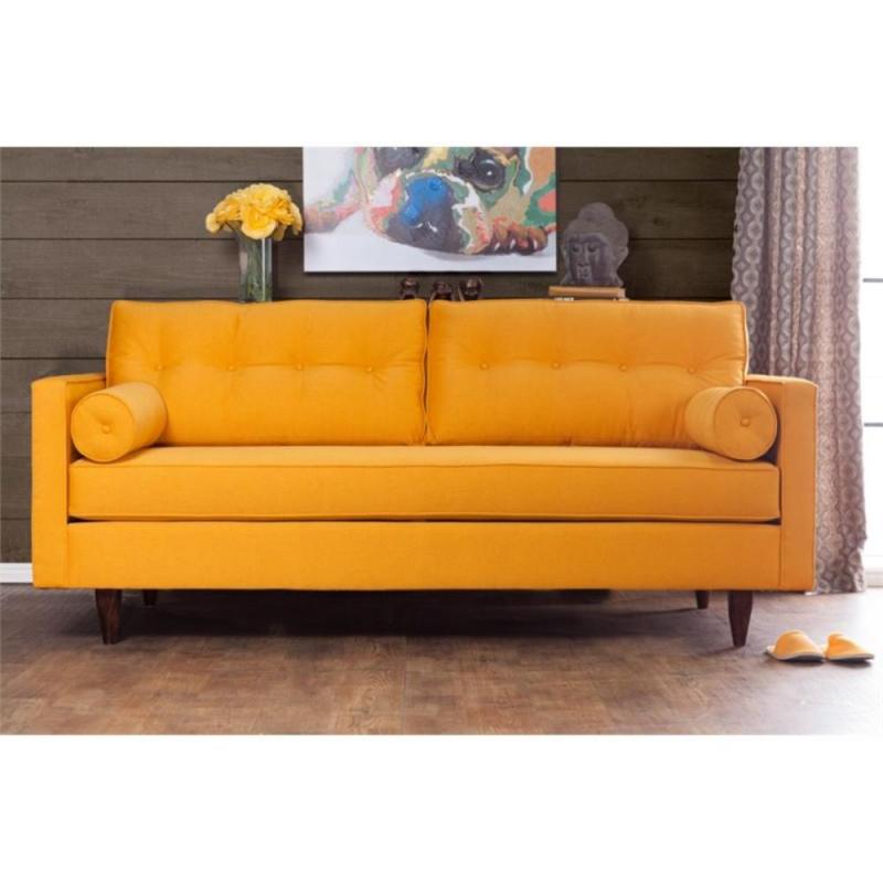 Furniture of America Eckert Upholstered Sofa in Sunshine Gold