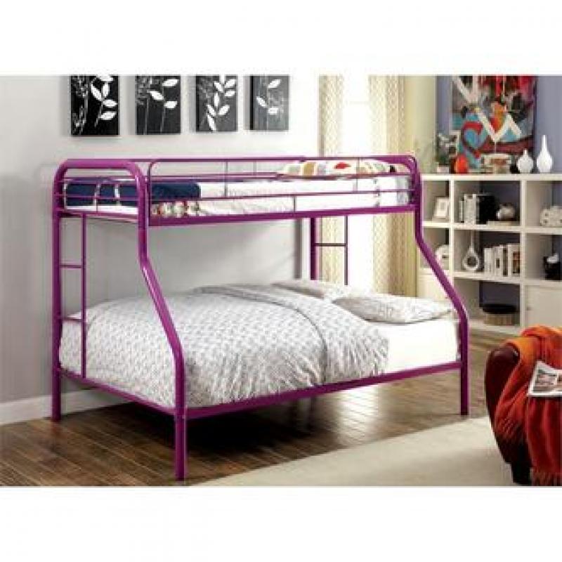 Furniture of America Capelli Twin over Full Metal Bunk Bed in Purple
