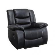 Furniture of America Torrance Leather Recliner in Black