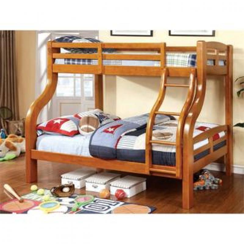 Furniture of America Lancealot Twin over Full Bunk Bed in Oak