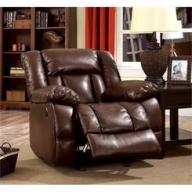 Furniture of America Eponine Leather Power Recliner in Dark Brown