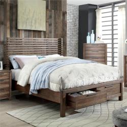 Furniture of America Bickson Queen Storage Bed in Natural Rustic Tone