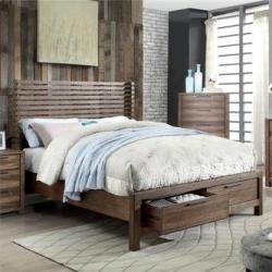 Furniture of America Bickson Queen Storage Bed in Natural Rustic Tone
