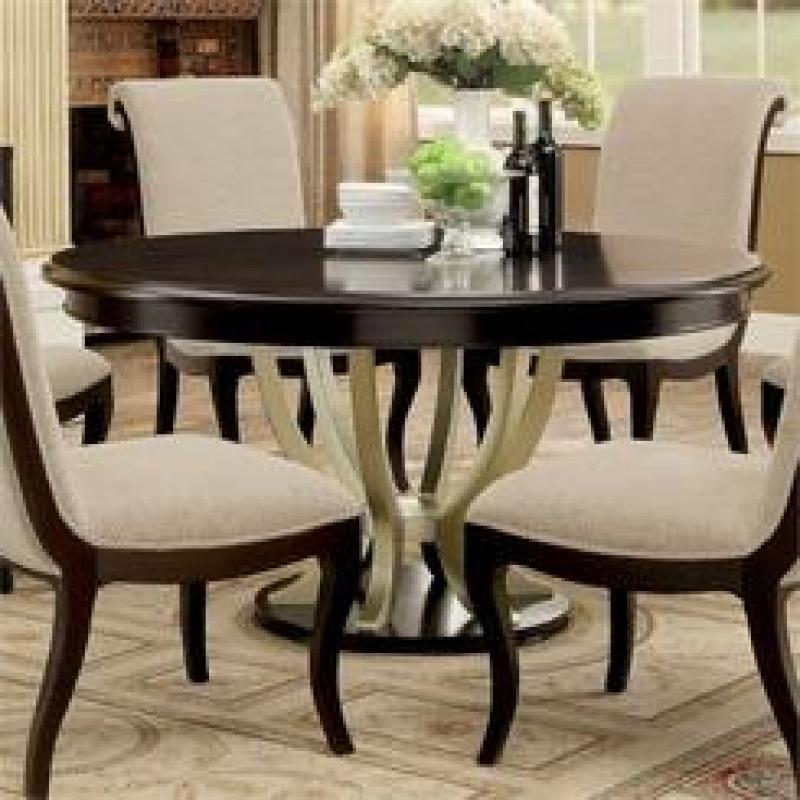 Furniture of America Gudrun Round Dining Table in Espresso and Silver