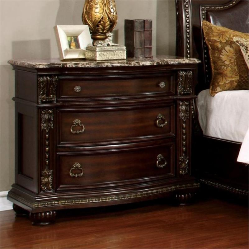 Furniture of America Strout Nightstand in Brown Cherry