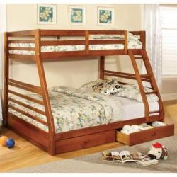 Furniture of America Torrance Twin Over Full Bunk Bed in Oak