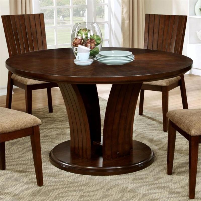 Furniture of America Jovan Round Dining Table in Dark Oak