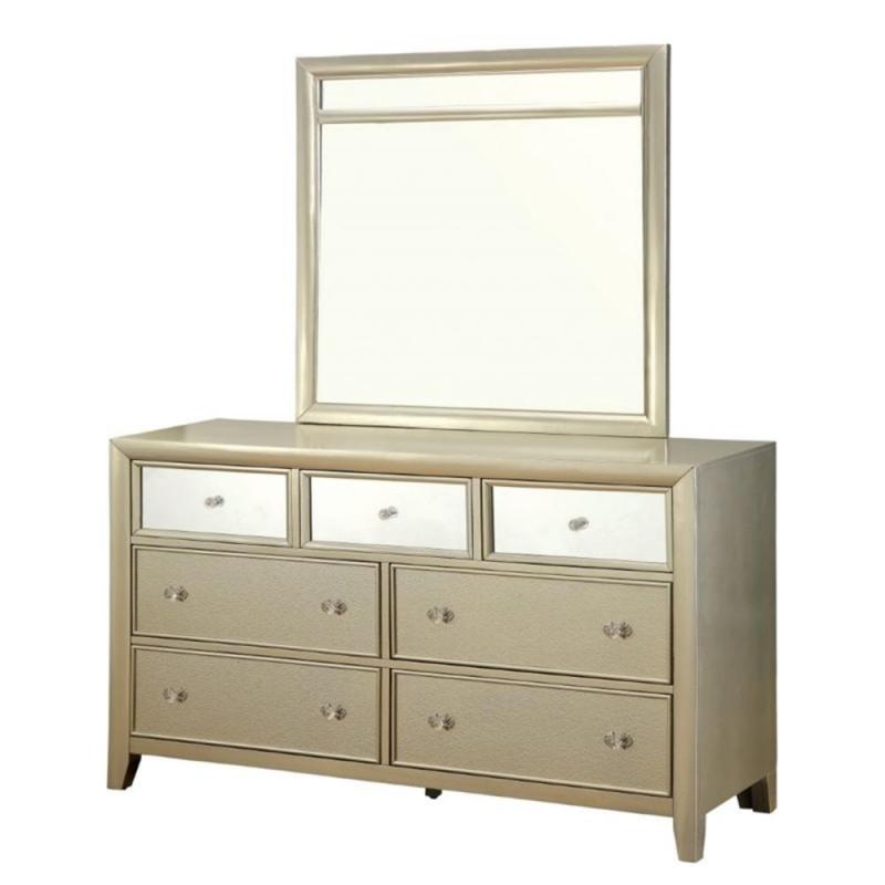 Furniture of America Maire 7 Drawer Dresser and Mirror Set in Silver