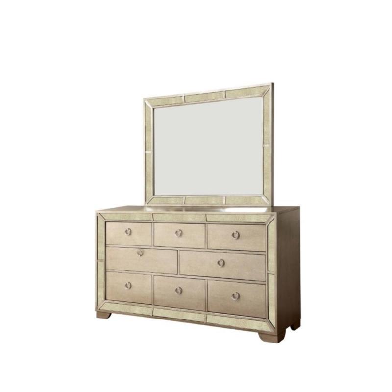 Furniture of America Celina 8 Drawer Dresser and Mirror Set in Silver