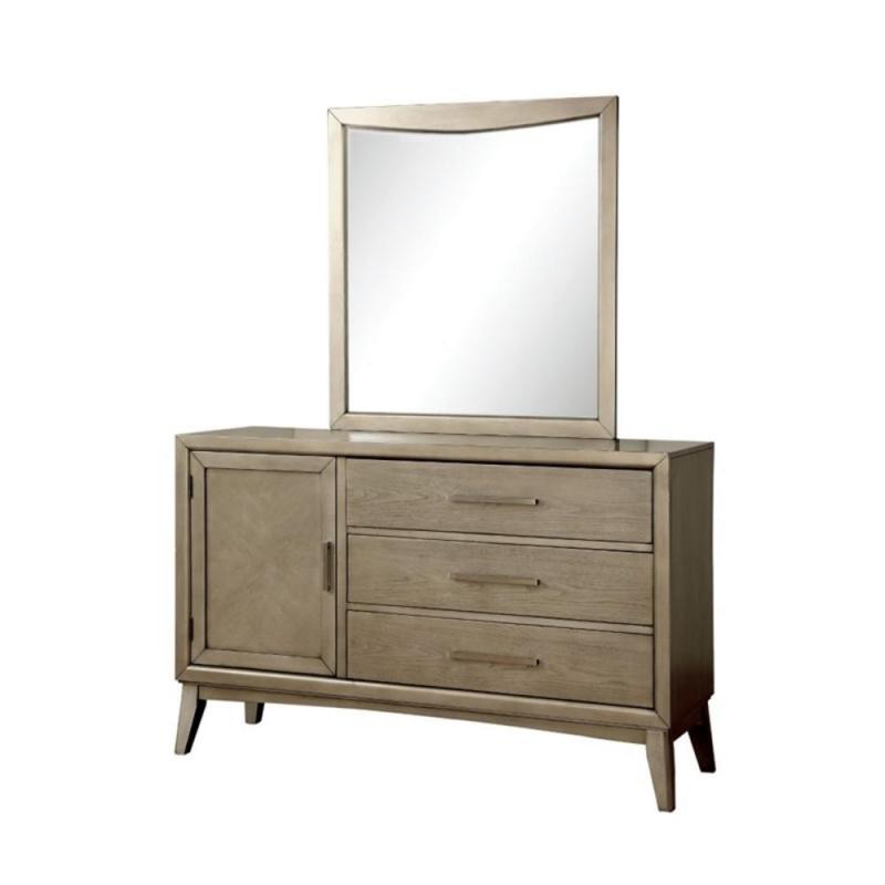 Furniture of America Carmen 3 Drawer Dresser and Mirror Set in Gray