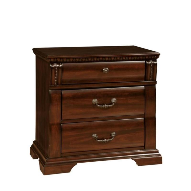 Furniture of America Oulette 3 Drawer Nightstand in Cherry
