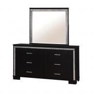 Furniture of America Clarice 6 Drawer Dresser and Mirror Set in Black