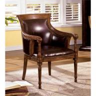 Furniture of America Edwardo Leather Accent Chair in Vintage Oak