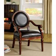 Furniture of America Diedra Faux Leather Accent Chair in Tobacco Oak