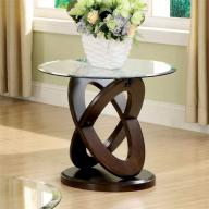 Furniture of America Darbunic Glass Top End Table in Dark Walnut
