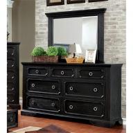 Furniture of America Maltese Dresser with Mirror in Wire Brushed Black