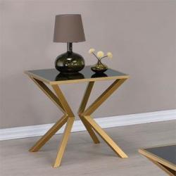 Coaster Glass Top End Table in Brushed Brass