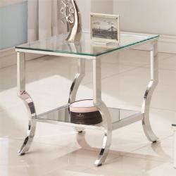 Coaster 1 Shelf Glass Top End Table in Chrome