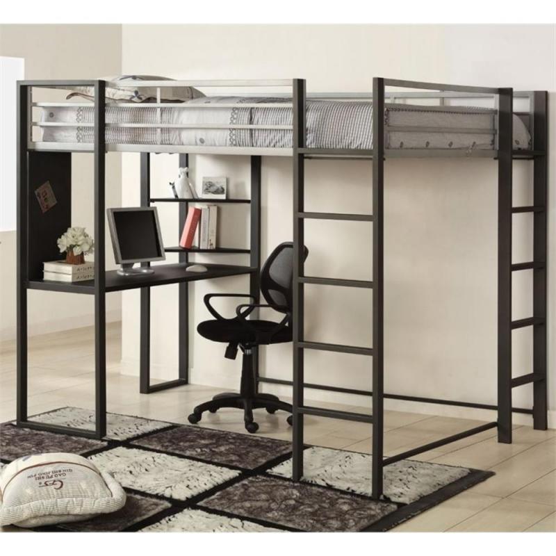 Furniture of America Mattelius Full Loft Bed in Silver and Gun Metal