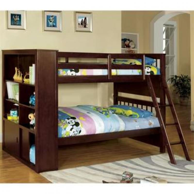 Furniture of America Minkle Bookshelf Bunk Bed in Dark Walnut