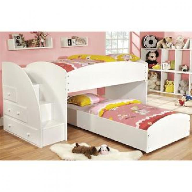 Furniture of America Adelley Twin over Twin Bunk Bed in White