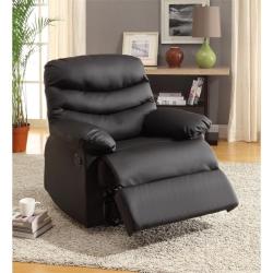Furniture of America Helena Plush Bonded Leather Recliner in Black
