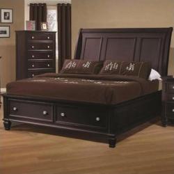 Coaster Sandy Beach Sleigh Bed in Cappuccino Finish-King