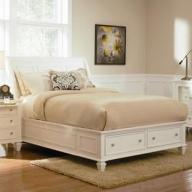 Coaster Sandy Beach Sleigh Bed with Storage Footboard in White-King