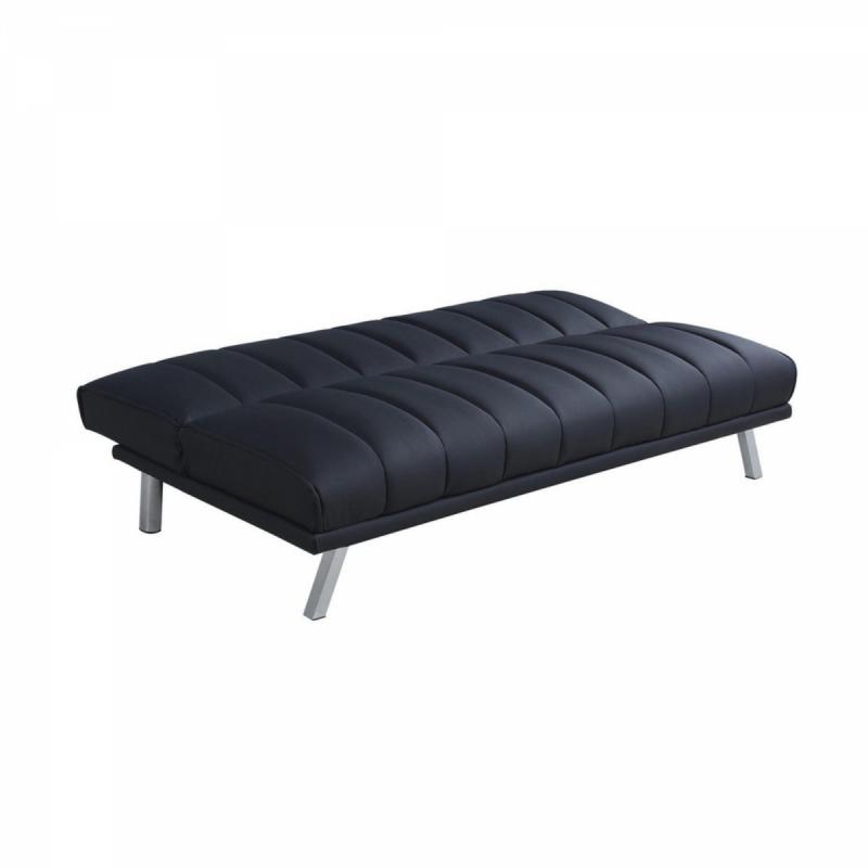 Coaster Black Leatherette Futon Sofa Bed with Vertical Channel Design