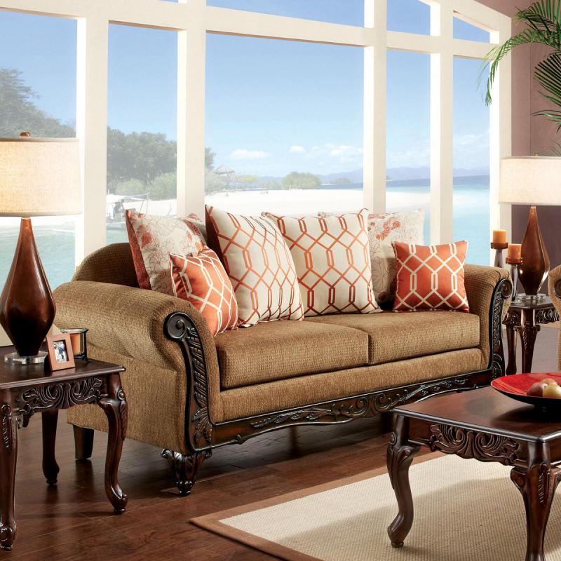 Furniture of America Brown Jillian 2-Piece Transitional Sofa Set