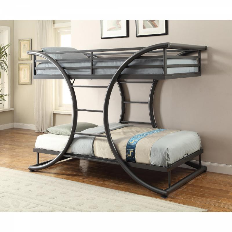 Coaster Contemporary Twin Bunk Bed With Gunmetal Finish 461078