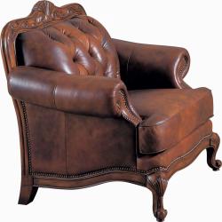 Coaster Traditional Leather Chair With Brown Finish 500683
