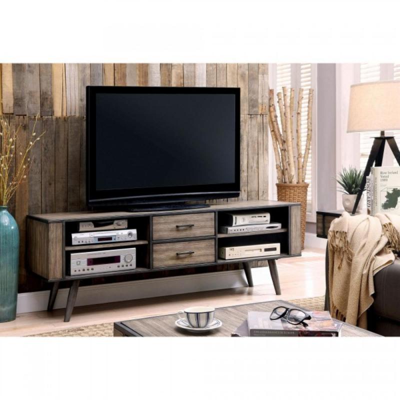Furniture of America Vilhelm iii collection mid century modern tv stand with multiple gray tone finishes