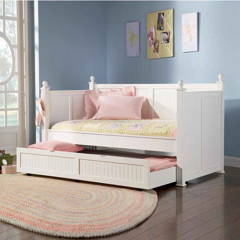 Coaster New Classic Clean White BeadBoard Poster Wood Twin Arm Day Bed Daybed with Trundle