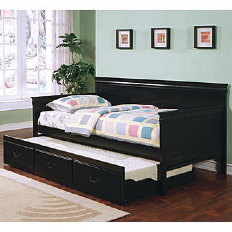 Coaster Traditional Youth Fountain Louis Philippe Black Twin Daybed with Trundle Bail Handles Bottom Panel