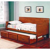 Coaster Traditional Youth Fountain Louis Philippe Oak Twin Daybed with Trundle Bail Handles Bottom Panel