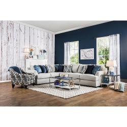 Furniture of America Trista Beige Fabric L-Sectional and Chair Set