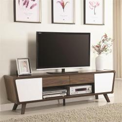Coaster Mid-Century 74" Wood TV Stand - Chestnut and Glossy White