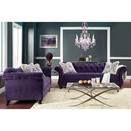 Furniture of America Catarina Traditional Purple Flared Arm 2-Piece Sofa Set