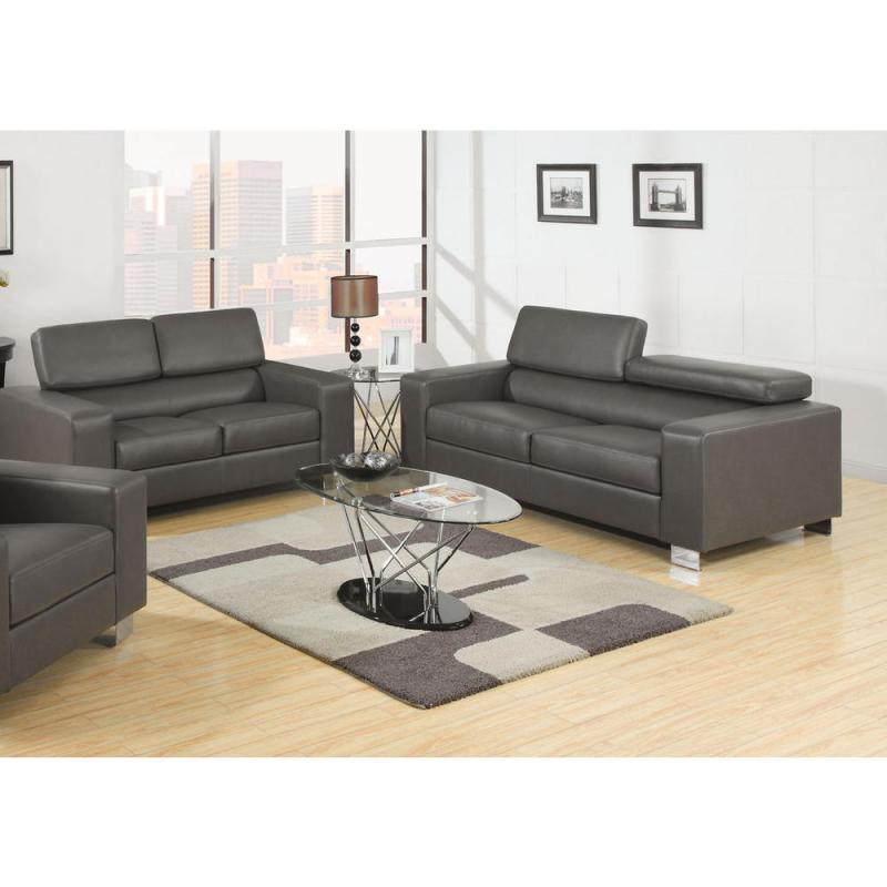 Furniture of America Joelle Adjustable Headrest 2-Piece Gray Sofa Set