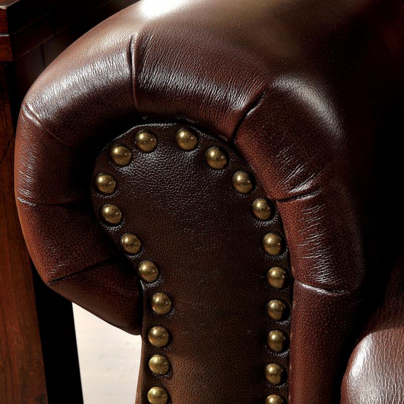 Furniture of America Tad&#039;s Top Grain Leather Match 3-Piece Sofa Set